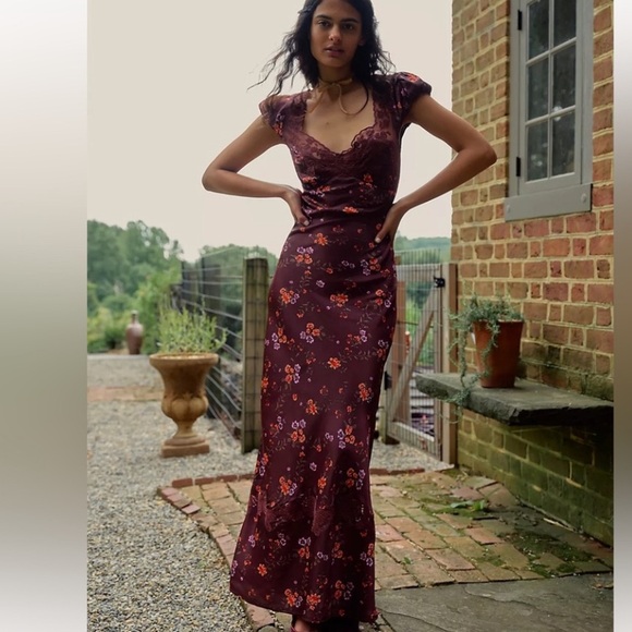 NWT Free People Butterfly Babe Maxi in brown combo - L - Picture 1 of 7